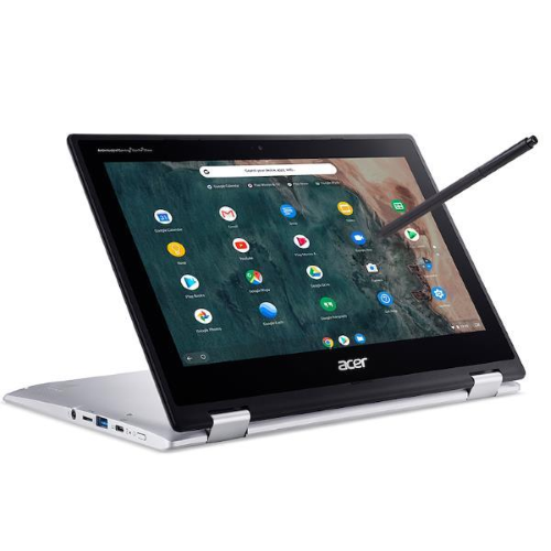 Acer Chromebook Spin 311 CP311-2HN-C9S9 - Design ruotabile - Intel Celeron N4020 / 1.1 GHz - Chrome OS - UHD Graphics 600 - 4 GB RAM - 64 GB eMMC - 11.6" AHVA touchscreen 1366 x 768 (HD) - Wi-Fi 5 - argento puro - tast: italiana